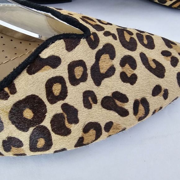 Priori Leopard Print Calf Hair Almond Toe Notched Ballet Flats Size 8 - Picture 3 of 12